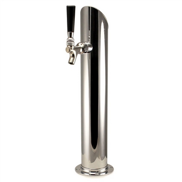 Polished Stainless Steel Single Tap Taper Cut Beer Tower (All SS)
